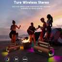 Ortizan 80W Speakers Bluetooth Wireless Loud with Bass, 24H Playtime, IPX7 Waterproof, Bluetooth 5.3, TWS Pairing, Large Outdoor Speaker with Lights, Portable for Garage, Camping and Beach - Black
