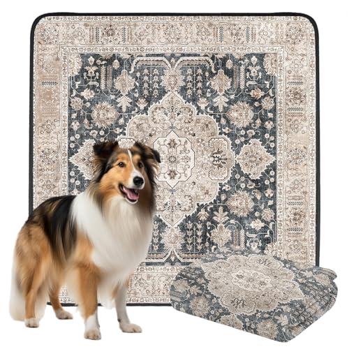 Non-Slip Dog Washable Pee Pads Extra Large 72" x 72", Boho Reusable Pet Training Pad for Playpen, Waterproof Doggie Rug Washable for Puppy Crates, Whelping Pad, Dog Rug Indoor
