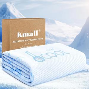 Kmall Premium Cooling King Size Mattress Protector  100% Waterproof & Breathable Cool 3D Air Fabric Bed Mattress Cover, Ultra Soft Noiseless Pad for 8"21" Deep Pocket, Machine Washable (White)