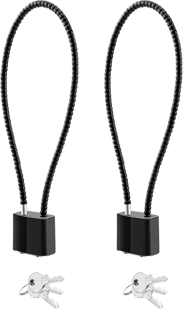 DELSWIN Cable Gun Locks with Keys - 15" Keyed Cable Gun Lock Heavy Duty Helmet Lock (Charcoal Black-2P)