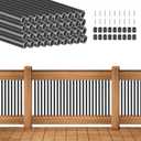 100 Pack 32" Aluminum Deck Balusters, 3/4" Diameter Black Metal Spindles for Staircase, Round Hollow Stair Balusters with Connectors and Screws for Deck Railing Porch Outdoor