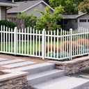 ECOOPTS 1 Set W84 x H36 Vinyl Picket Fence Panels White Decorative Fence for Garden Patio Yard Pool Walkways Suit for Soft Ground (20 Pickets, Curved)