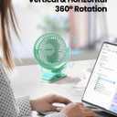 Gaiatop Portable Clip on Fan Battery Operated, Small Powerful 3 Speed Quiet 360 Rotate, USB Rechargeable Mini Personal Cooling Fan for Desk Table Home Office Stroller Camping Women Gifts Green