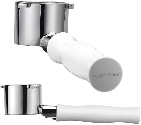 Normcore 51mm Bottomless Portafilter for DeLonghi La Specialista, 3-Ear Naked Espresso Tool with White Anodized Handle for EC9155 9335 9355 9665 EC9335, 23-25g Barista Basket Included