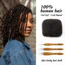 Tight Afro Kinky Bulk 100 Human Hair for Draedlock Extensions, Repair Locs, Twists and Braids (16 Inch, Natural Black, 5 Bundles with Crochet Needle Set and Rat Tail Comb)