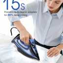 Sundu Steam Iron for Clothes with Rapid Heating Ceramic Coated Soleplate, 1500W with Precise Thermostat Dial, Self-Cleaning, Auto-Off, 15.21oz Water Tank for Home Clothes Ironing Use, Blue