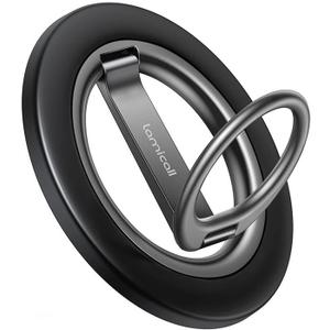 Lamicall for MagSafe Magnetic Phone Ring Grip - 360 Rotation Finger Grip Holder Stand, Super Magnet Cell Phone Kickstand Ring, Mag Safe Accessories for iPhone 17 16 15 14 13 12 Pro Max Air, Androids (Misty Black)