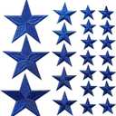30pcs Blue Star Iron on Patches, 3 Sizes Star Embroidered Patches for Clothing, Jackets, Hats,Backpacks, Jeans