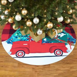 Christmas Tree Skirt 45 Inch, Red and Black Buffalo Plaid Xmas Tree Skirt, Winter Christmas Tree Mat for Home Party Holiday Indoor Outdoor Decorations (Large)