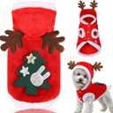 Dog Christmas Costumes, Pet Cold Weather Sweater Coat, Puppy Santa Claus Reindeer Outfit Winter Hoodie Warm Vest Clothes, Jumpsuit Apparel for Small Medium Dogs Cats Party Cosplay (Small, Red)