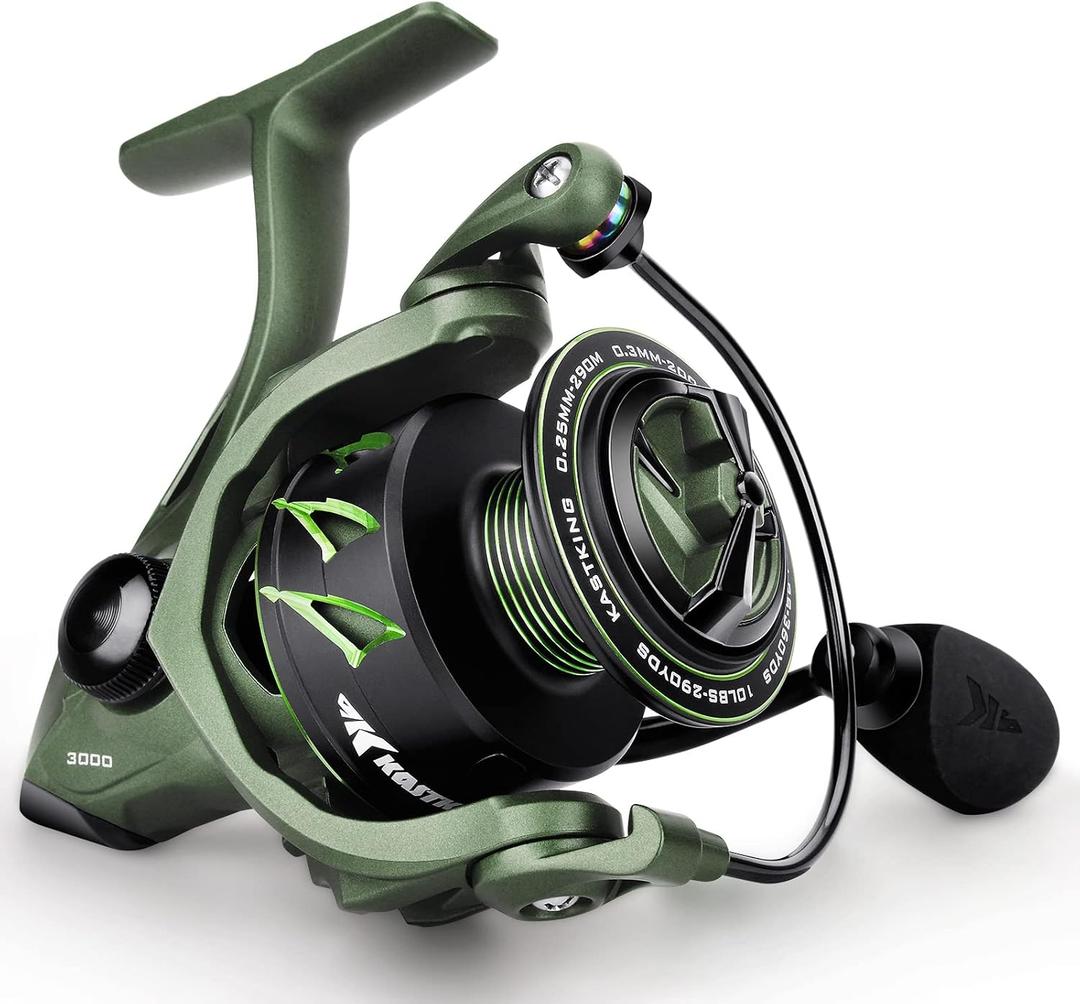 KastKing Spartacus II Spinning Fishing Reels for Saltwater & Freshwater | Max Drag: 22 lb, 7+1 BB, 12.5 oz, Graphite Frame, 5.2:1 Gear Ratio, Size 500 & 1000 Perfect for Ice Fishing