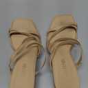 DREAM PAIRS Women's Strappy Heels Block Open Toe Low Heel Chunky Mules Sandals Dress Shoes (9, Nude)