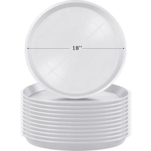 Eccliy 12 Pcs Plastic Plant Saucers Round Plant Tray Large Flower Pot Heavy Duty Planter Water Trays Thick Planter Drip Saucers for Indoors and Outdoors(18 Inch,White)