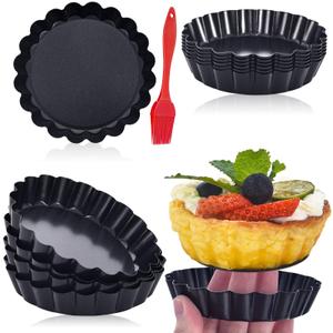 14 Pack Mini Tart Pans 4 Inch with Removable Bottom Round Nonstick Deep Quiche Pan, Heavy Duty Perfect for Baking Fruit Tarts, Quiches & Dessert