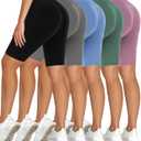 Diu Life 5 Pack High Waist Biker Shorts for Women - Buttery Soft 8" Womens Shorts for Workout, Yoga, Athletic (Large-X-Large, 03-black/ Gray/ Blue/ Green/ Pink)