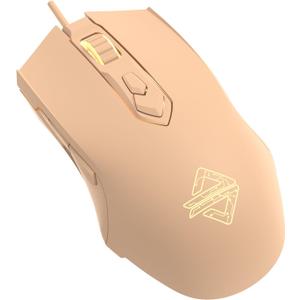 Lomiluskr AJ52 RGB Wired Gaming Mouse, 7 Programmable Buttons, Computer Mice with RGB Lighting, 200-4800 DPI Adjustable, for Windows/Mac OS/Linux (MilkTea)