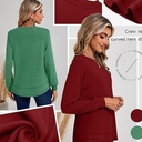 Ficerd 2 Pack Women's Long Sleeve Shirts, Cotton Crew Neck Tunic Tops Casual Loose Fit Pullover Sweatshirts Curved Hem Shirts, L