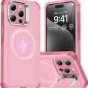 ESR for iPhone 15 Pro Case with Stand, 23 ft Military-Grade Drop Protection, Heavy Duty Magnetic Phone Case, Compatible with MagSafe Accessories, Cyber Series, Pink