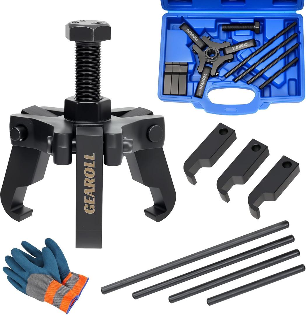 Harmonic Balancer Puller Remove Extractor Kit Set, Adjustable 3-Jaw Puller for Removing Harmonic Damper Pulley Compatible with Chevy GM Chrysler ect.