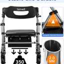 Rollator Walkers for Seniors with Seat, Foldable Rolling Walker Grey