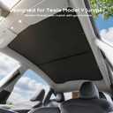 Tesla Model Y Juniper Sunshade Roof 2025-2026, Panoramic Glass Roof Sunshade Heat Insulation UV Block Sunroof Shade, No-Sag Foldable Tesla Model Y Juniper Accessories Interior Black