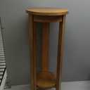 Kate and Laurel Foxford Modern Tiered Round Drink Table, 12 x 12 x 30, Light Natural, Transitional Two-Tier Circle Plant Stand for Use as Living Room Pedestal Table or Small Bedroom Nightstand