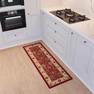 Ottomanson Hallway Runner Rug 20" x 53" Non Slip Oriental Area Rugs Easy to Clean Laundry Rug Runner Durable & Pet Friendly Floor Carpet Runners for Hallways Entryway Living Room Kitchen, Red