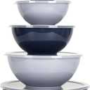 BoxedHome BPA Free Plastic Round Mixing Bowl with Lids, 12 Pack Nesting Bowls with Lids Set, Microwave and Dishwasher Safe Prep & Serving Bowls Great for Mixing, Baking, Serving (Haze Blue, 12pcs)