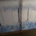 Forest Wall Art Blue and White Misty Trees Landscape Artwork 29"x58", 29L" x 58W"