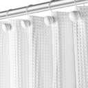 Waffle Fabric White Shower Curtain with Liner Set - Includes Free Clear Liner, Decorative Shower Curtain for Bathroom Set - Rustproof Metal Grommets Waterproof Hotel Quality 72" x 72" Heavy 290 GSM