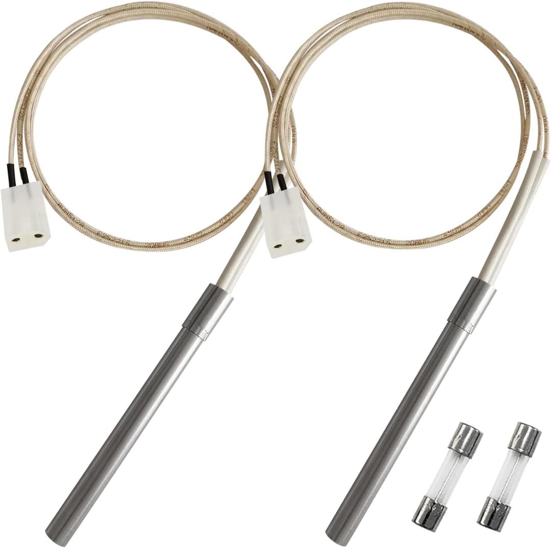 FCCUM 2 Pack Hot Rod Ignitor Compatible with Pit Boss & Camp Chef Wood Pellet Grill, Heating Element Kit Comes with 2pc Fuses
