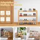 Haddockway Large 3 Tier Bamboo Shoe Rack Storage Organizer, Multifunctional Free Standing Stackable Shoe Shelf with Grid Panel for Closet,Hallway,Entryway,Small Space 27"x12"x21"