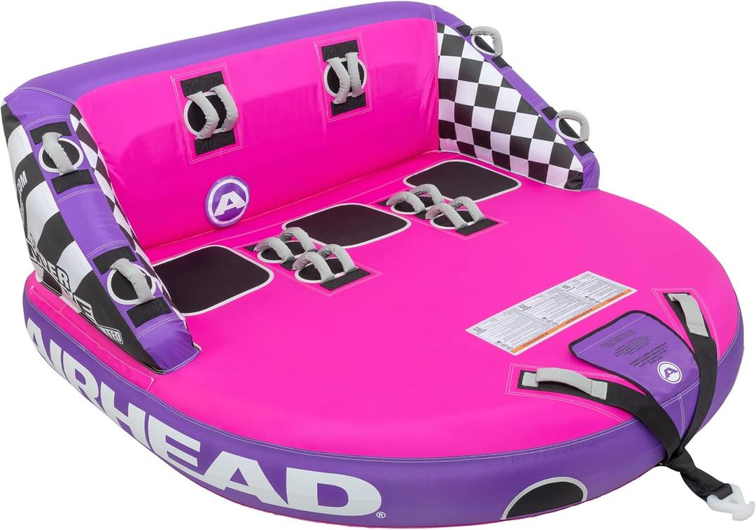 Airhead Mable Towable Tube for Boating, 1-4 Rider Inflatable Boat Tube for Water Tubing, Heavy Duty Full Nylon Cover, EVA Foam Pads, Dual Tow Point, Patented Speed Safety Valve