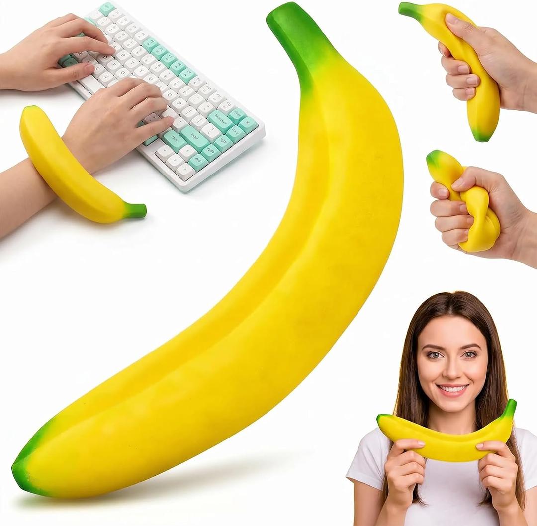 Bannana Squishy Toy, 2026 New Giant Banana Squishy Toy, 7 Inch Soft Jumbo Banana Squishy, PU Foam Banana Stress Relief Toy for Work and Daily Relaxation