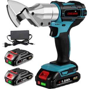 Cordless Metal Shear, Heavy Duty Electric Scissors for Cutting Metal, Iron, Stainless Steel, Carpet and Cardboard-Variable Speed with 2x 21V 1500mAh Batteries