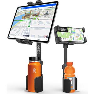 GDZN Tablet Holder for Car Cup Holder - [Bottle Friendly] Car/Truck Cup Holder Tablet Mount, Sturdy Cup Stand Expander with Adjustable Arm for iPad Pro 12.9, Galaxy Tab/Z Fold, 4.7-13" Devices