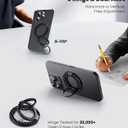 Nillkin MagSafe Phone Grip Ring Holder for Dual-Sided Magnet, Removable Magnetic Phone Ring Holder for iPhone 17/16/Pixel Snap Grip, Carbon Fiber, MagSafe Ring Stand, Accessories for iPhone, Black
