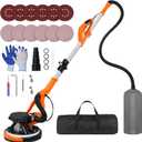 Drywall Sander Tool, KUPERIA 8.5 Amp Popcorn Ceiling Removal Tool with 7 Variable Speed 800-1800RPM,Electric Drywall Sander with Extendable Handle,LED Light,6 Basic Sand Paper& 6 Grid Sandpaper,Orange
