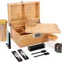 Large Bamboo Storage Box with Removable Tray Kit - Decorative Box Set, Glass Jars, and Accessories Wooden Storage Kit and Accessories Tool.Birthday Gifts.