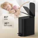 TIPGO Small Bathroom Trash Can with Lid Soft Close, Step Pedal, 1.3 Gallon / 5 Liter Stainless Steel Slim Garbage Can for Office, Diaper Waste Basket with Removable Inner Bucket (Matte Black)