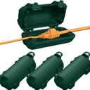 Extension Cord Cover Outdoor, 4 Pack IP54 Water-Resistant Power Cord Protector Electrical Connection Box Outside Weatherproof Cable Safety Cover for Electronics Plug Outlet Tool Holiday Light, Green