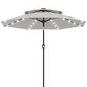 AreShark 9ft 2 Tiers Patio Umbrella with Solar Lights, Outdoor Umbrella w/ 32 LED Lights&8 Sturdy Ribs, Table Umbrella for Deck, Backyard, Pool(Light Gray)