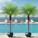8ft Artificial Phoenix Palm Tree, Faux Coconut Silk Tropical Fake Palm Plant for Indoor Outdoor Home Office Patio Bathroom Pool Coastal Decor(Set of 2)