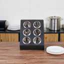 Restaurantware-Met Lux 13.78 x 11.42 x 15.94 Inch Flatware Organizer, 1 Standing Cutlery Holder - Includes 6 Stainless Steel Cylinders, Perforated Design, Black Plastic Utensil Holder, For Breakroom
