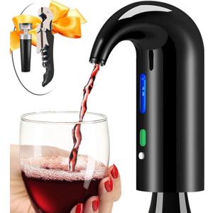 Wine Aerator Electric Wine Decanter Best Sellers One Touch Red -White Wine Accessories Aeration Work with Wine Opener for Beginner Enthusiast - Spout Pourer - Great Mothers Day Gift for Mom, Space Black