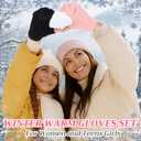 SATINIOR 8 Pairs Women's Winter Gloves Warm and Fleece Lining Knit Touchscreen Elastic Cuff Texting Gloves (Khaki, Taro, Pink, Black)