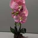Artificial Pink Orchid Plant with White Vase, 14 Inches Tall, Realistic Orchid Artificial Flowers for Home Decor