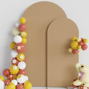 Putros Wedding Arch Cover 7.2FT, 6FT Khaki Spandex Fitted Round Top Chiara Backdrop Stand Covers 2 Set for Wedding Birthday Party Decoration
