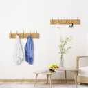Wall Mount Bamboo Coat Rack, 17 Inch 5 Double Hooks, Natural