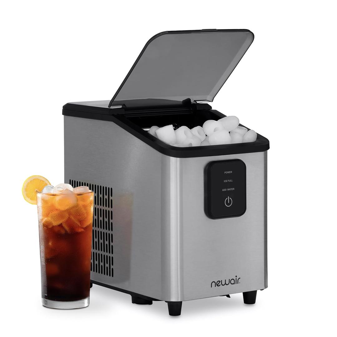 Newair Mini Bullet Ice Maker Countertop | 26 lbs/Day Portable Ice Machine | Space-Saving Ice Maker for Home, Office & RV | Stainless Steel